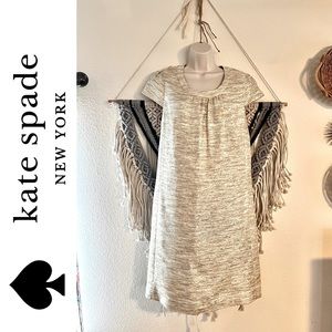 ♠️ KATE SPADE gold tweed retro shift dress with bow back